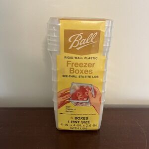 Vintage Ball Freezer Boxes 1 Pint Size with Lids Set Of 6, 1973 Sealed